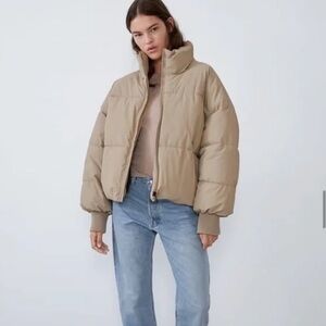 Women's Tan Puffer Jacket